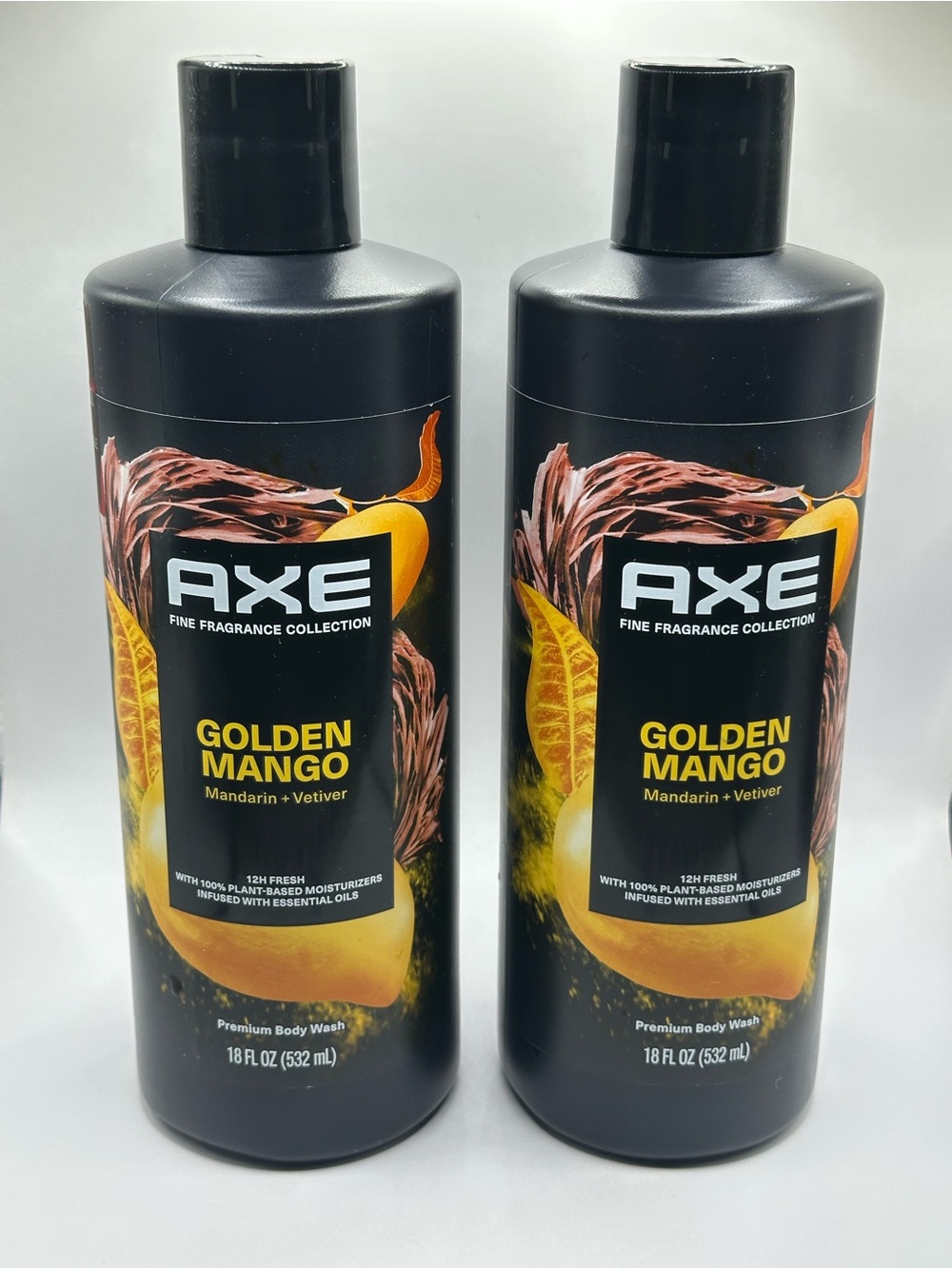 Axe Golden Mango Premium Body Wash 36 Fl oz -Plant Based Moisturizers (Lot of 2)